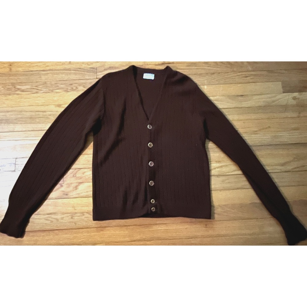 Vintage Oshman's Sportswear by Lord Jeff Brown Cardigan Sweater Men M